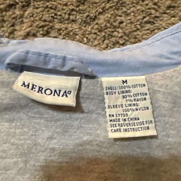 Vintage Merona Cotton Chambray Bomber‎ Jacket Womens M Preppy Harrington Canvas - Picture 2 of 9